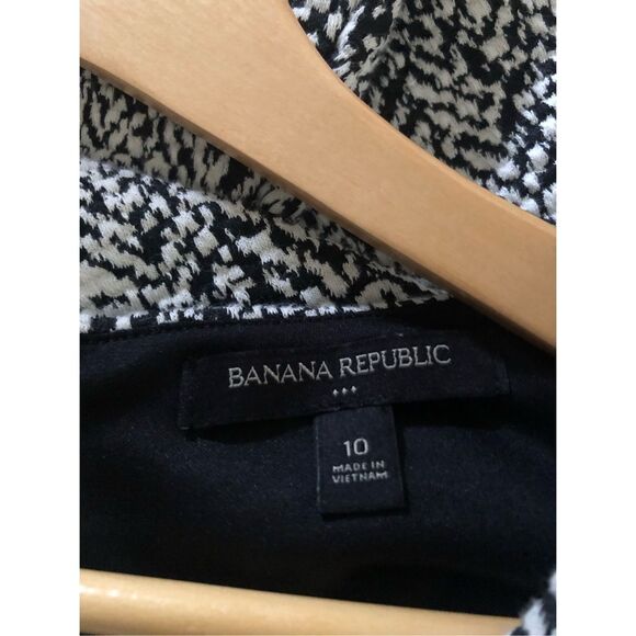 Banana Republic Short Sleeve A-Line Dress Herringbone Print Sz 10 - Picture 12 of 13